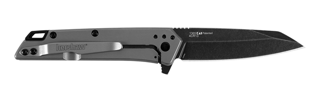 Picture of  Kershaw 1365 Misdirect  2.90" Folding Reverse Tanto Plain Black Oxide Blackwash 4Cr14 Blade Gray Bead Blasted Stainless Steel Handle Includes Pocket Clip 087171055169