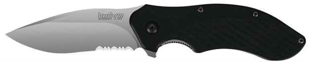 Picture of  Kershaw 1605St Clash  3.10" Folding Drop Point Part Serrated Bead Blasted 8Cr13mov SS Blade Black Glass-Filled Nylon Handle Includes Pocket Clip 087171031132