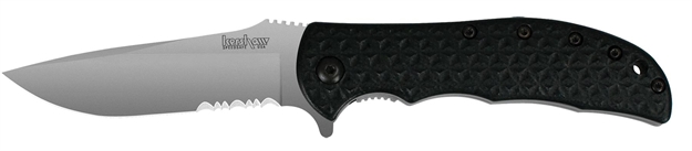Picture of  Kershaw 3650St Volt II  3.25" Folding Drop Point Part Serrated Bead Blasted 8Cr13mov SS Blade Black Glass-Filled Nylon Handle Includes Pocket Clip