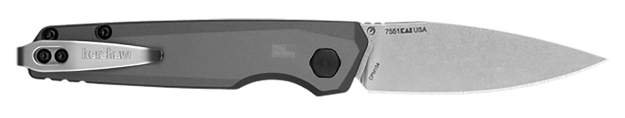 Picture of  Kershaw 7551 Launch 18 Automatic 2.79" Folding Spear Point Plain Stonewashed Cpm 154 SS Blade, Gray Anodized W/Black Oxide Hardware Aluminum Handle, Includes Pocket Clip 087171066578