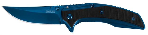 Picture of  Kershaw 8320 Outright  3" Folding Trailing Point Plain Blue Pvd 8Cr13mov SS Blade Black/Blue G10/Ss Handle Includes Pocket Clip 087171052298