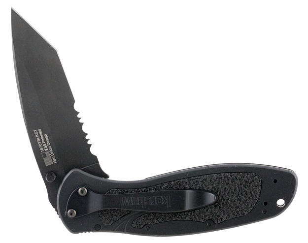 Picture of  Kershaw 1670Tblkst Blur  3.40" Folding Tanto Part Serrated Black Dlc 14C28n Steel Blade Black Anodized Aluminum Handle Includes Pocket Clip 087171167602