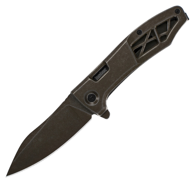 Picture of  Kershaw 3475 Boilermaker  3.30" Folding Drop Point Plain Brown Stonewashed Pvd 8Cr13mov SS Blade Brown Stonewashed Pvd Stainless Steel Handle Includes Pocket Clip