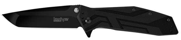 Picture of  Kershaw 1990 Brawler  3" Folding Tanto Plain Black Oxide 8Cr13mov SS Blade Black Glass-Filled Nylon Handle Includes Pocket Clip