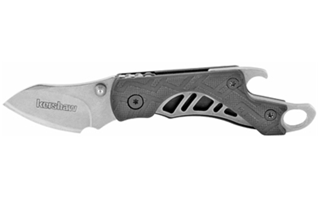 Picture of  Kershaw 1025X Cinder  1.40" Folding Drop Point Plain Stonewashed 3Cr13mov SS Blade Black Glass-Filled Nylon Handle Includes Key Ring