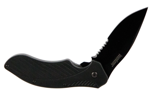 Picture of  Kershaw 1605Cktst Clash  3.10" Folding Drop Point Part Serrated Black Oxide 8Cr13mov SS Blade Black Glass-Filled Nylon Handle Includes Pocket Clip 087171031491