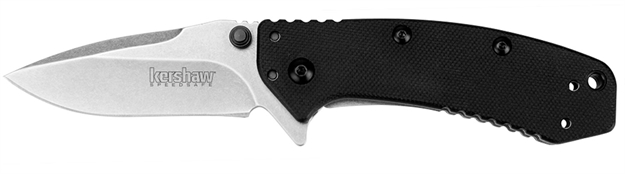 Picture of  Kershaw 1555G10 Cryo  2.75" Folding Drop Point Plain Black Oxide Stonewashed 8Cr13mov SS Blade Black G10 Handle Includes Pocket Clip