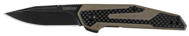 Picture of Kershaw Fraxion Folding Knife, Black-Oxide 2.75" Blade, G10 Handle W/Carbon Fiber, Ball Bearing Opening W/Flipper Box