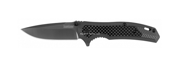 Picture of Kershaw Fringe Folding Knife-Clam Pack, Assisted Opening, Gray Coated 3" Blade, Gray Handle W/Carbon Fiber Clam