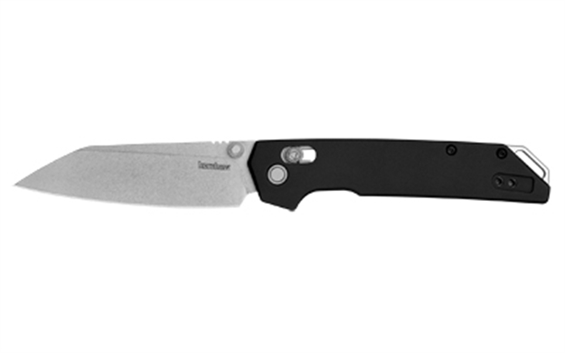 Picture of  Kershaw 2038R Iridium  3.40" Folding Reverse Tanto Plain Stonewashed D2 Steel Blade, Black Anodized Aluminum Handle