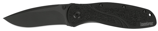 Picture of  Kershaw 1670Blk Blur  3.40" Folding Drop Point W/Recurve Plain Black Dlc 14C28n Steel Blade Black Anodized Aluminum Handle Includes Pocket Clip 087171167008