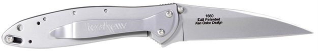Picture of  Kershaw 1660 Leek  3" Folding Drop Point Plain Bead Blasted 14C28n Steel Blade, Bead Blasted 410 Stainless Steel Handle Includes Pocket Clip