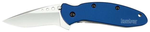 Picture of  Kershaw 1620Nb Scallion  2.40" Folding Drop Point Plain Bead Blasted 420Hc SS Blade Navy Blue Anodized Aluminum Handle Includes Pocket Clip 087171035178