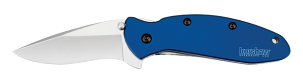 Picture of  Kershaw 1620Nb Scallion  2.40" Folding Drop Point Plain Bead Blasted 420Hc SS Blade Navy Blue Anodized Aluminum Handle Includes Pocket Clip