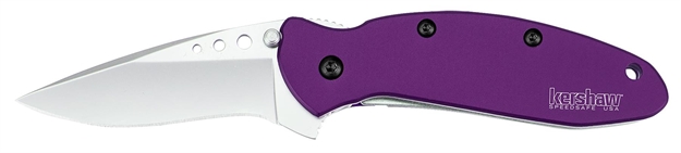 Picture of  Kershaw 1620Pur Scallion  2.40" Folding Drop Point Plain Bead Blasted 420Hc SS Blade Purple Anodized Aluminum Handle Includes Pocket Clip