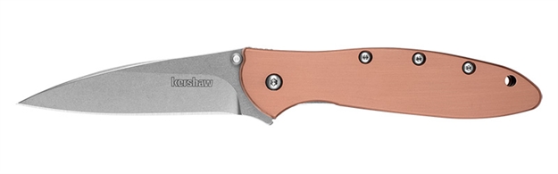 Picture of Kershaw Leek Copper-Speedsafe, 3.0", 14C28n Sandvik Stonewashed Finish, Copper-Brushed Satin Finish Handle, Lanyard Hole 1660CU