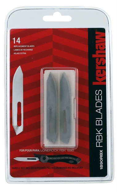 Picture of  Kershaw 1890Rbx Lonerock Rbk Replacement Blades Drop Point 2.75" Satin 60A SS Blade, 14 Blades 087171040721