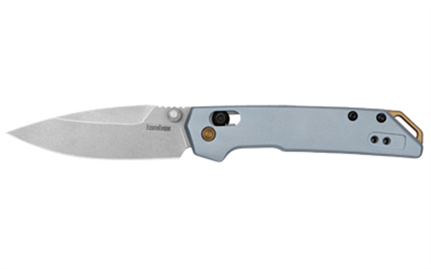 Picture of  Kershaw 2051 Iridium  Edc Mini 3" Folding Spear Point Plain Stonewashed D2 Steel Blade, Ice Blue Aluminum Handle 087171066738