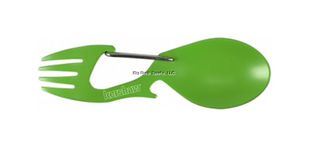 Picture of Kershaw Ration Green-Clam Pack, Green Food-Safe Coating, Fork-Spoon-Bottle Opener,Carabiner Gate Clam
