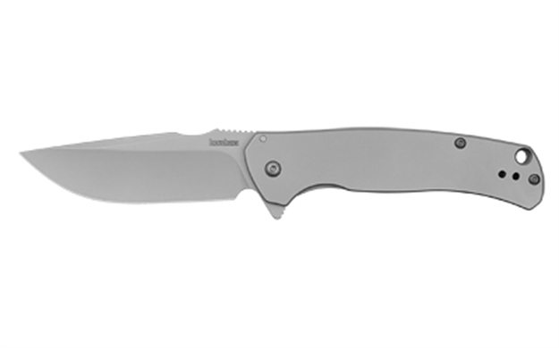 Picture of  Kershaw 1416 Scour  3.30" Folding Drop Point Plain Bead Blasted 8Cr13mov SS Blade, Bead Blasted Stainless Steel Handle