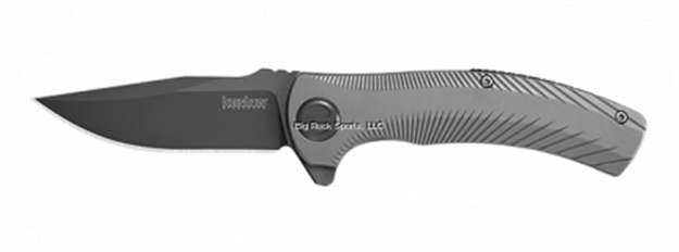 Picture of Kershaw Seguin Folding Knife Assisted, 3.1" Blade, Stainless Steel Bead Blasted Handle, Gray Pvd Coated Blade, Clampack