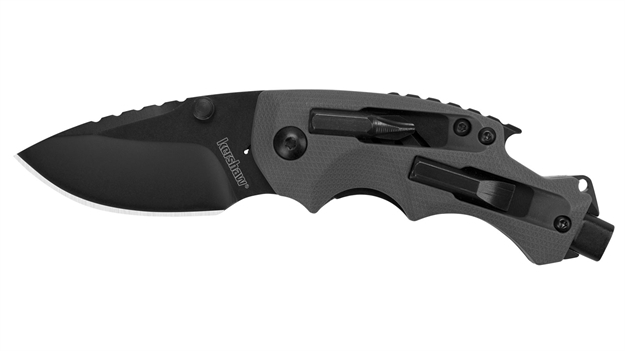 Picture of  Kershaw 8720 Shuffle Diy 2.40" Folding Drop Point Plain Black Oxide 8Cr13mov SS Blade Gray Glass-Filled Nylon Handle Includes Pocket Clip