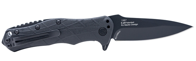 Picture of  Kershaw 1987 RJ Tactical 3.0 3" Folding Drop Point Plain Black Oxide 8Cr13mov SS Blade Black Glass-Filled Nylon Handle Includes Pocket Clip