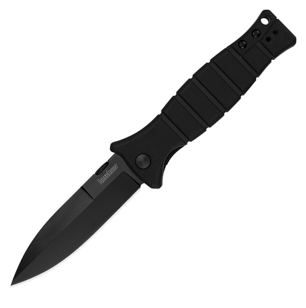 Picture of  Kershaw 3425 Xcom  3.60" Folding Spear Point Plain Black Oxide 8Cr13mov SS Blade Black Glass-Filled Nylon Handle Includes Pocket Clip
