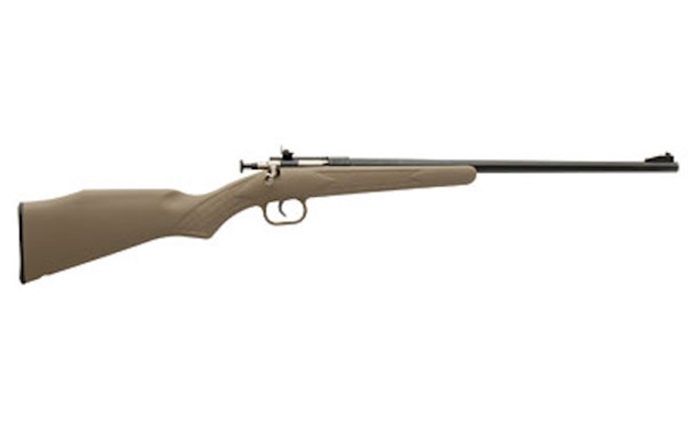 Picture of  Crickett Ksa2235 Youth  22 LR 1Rd 16.12" Blued Barrel & Receiver, Fixed Front/Adjustable Rear Peep Sights, Desert Tan Synthetic Stock W/11.5" Lop, Rebounding Firing Pin Safety 611613022350