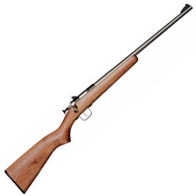Picture of  Crickett Ksa2238 Youth  22 LR 1Rd 16.12" Blued Barrel & Receiver, Fixed Front/Adjustable Rear Peep Sights, Walnut Stock W/11.5" Lop, Rebounding Firing Pin Safety 611613022381