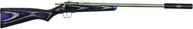 Picture of Keystone Crickett Bolt Action Youth Rifle, 22 Lr, Single Shot, 1/2X28 Threaded Bull Barrel, EZ Loader, Mount, Purple Laminate, SS Bbl