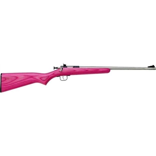 Picture of  Crickett Ksa2226 Youth  22 LR 1Rd 16.12" Stainless Steel Barrel, Fixed Front/Adjustable Rear Peep Sights, Pink/Black Laminate Stock W/11.5" Lop, Rebounding Firing Pin Safety 611613022268