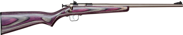 Picture of  Crickett Ksa2228 Youth  22 LR 1Rd 16.12" Stainless Steel Barrel, Fixed Front/Adjustable Rear Peep Sights, Purple Laminate Stock W/11.5" Lop, Rebounding Firing Pin Safety 611613022282