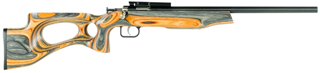 Picture of Crickett Ksa2557 Single Shot Bolt 22 Long Rifle (Lr) 16.125" 1 Laminate Thumbhole Orange/Black Stk Blued