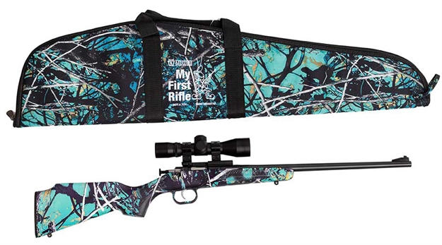 Picture of  Crickett Ksa2172bsc MY First Rifle Package 22 S/L/Lr Single Shot 16.10" Blued Steel Barrel & Receiver, Muddy Girl Serenity Synthetic Fixed Stock, 4X32 Scope