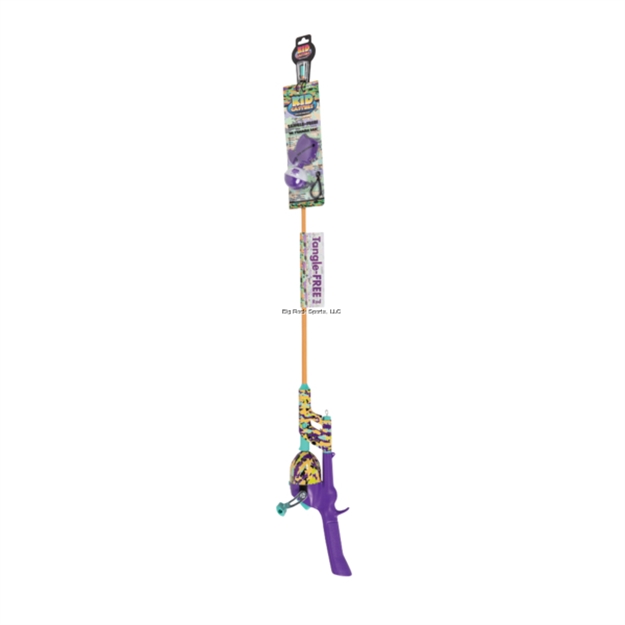 Picture of Kid Casters Neon Camo Tangle-Free Kids Combo, 34" Inline Rod, 3.3:1 Gear Ratio, Casting Plug, Safety Hook, 1.5" Bobber