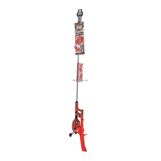 Picture of Kid Casters Red Camo Tangle-Free Kids Combo, 34" Inline Rod, 3.3:1 Gear Ratio, Casting Plug, Safety Hook, 1.5" Bobber