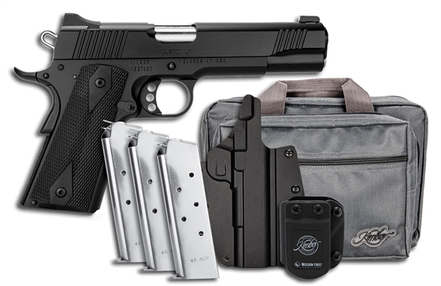 Picture of  Kimber Mfg.,Inc 3700812 Custom LW Club Bundle 45Acp 7+1 5" Front Serrations Stainless Slide Kimpro Black F/S Rubber Grip