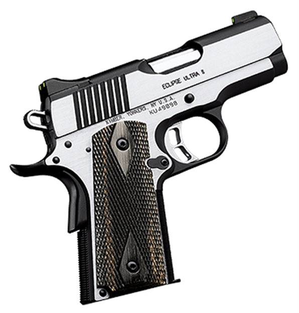 Picture of  Kimber Mfg.,Inc 3200042Ca Eclipse Ultra II (Ca) 45 Acp 7+1 3" Stainless Steel Slide Brush Polished Front Strap Checkering Laminated Gray/Black Double Diamond Grip 669278320427