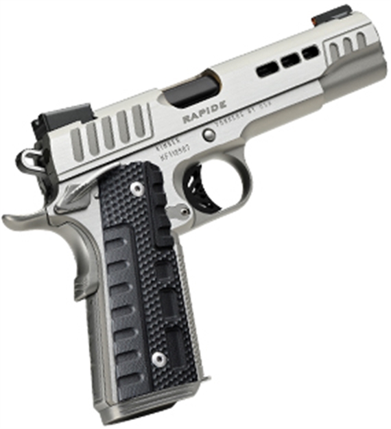 Picture of  Kimber Mfg.,Inc 3000427 Rapide Frost 45 Acp 8+1 5" Black Dlc Stainless Steel Barrel, Kimpro II Silver Lightening Cut/Serrated Stainless Steel Slide & Frame W/Beavertail, Black G10 Grip 669278304274