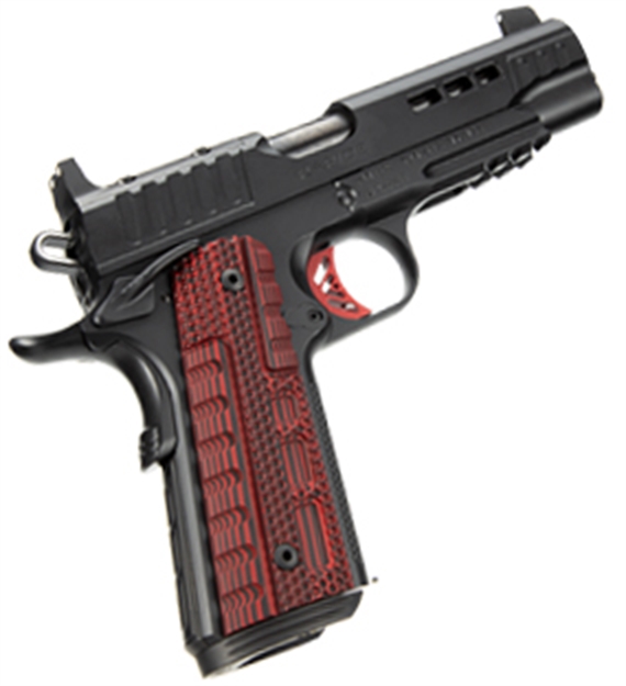 Picture of  Kimber Mfg.,Inc 3000453 Rapide Heat 9Mm Luger 9+1 5.50" Black Dlc Steel Barrel, Kimpro II Black Lightening Cut/Optic Ready/Serrated Steel Slide, Kimpro II Black Steel Frame W/Beavertail, Red G10 Grip 669278304533