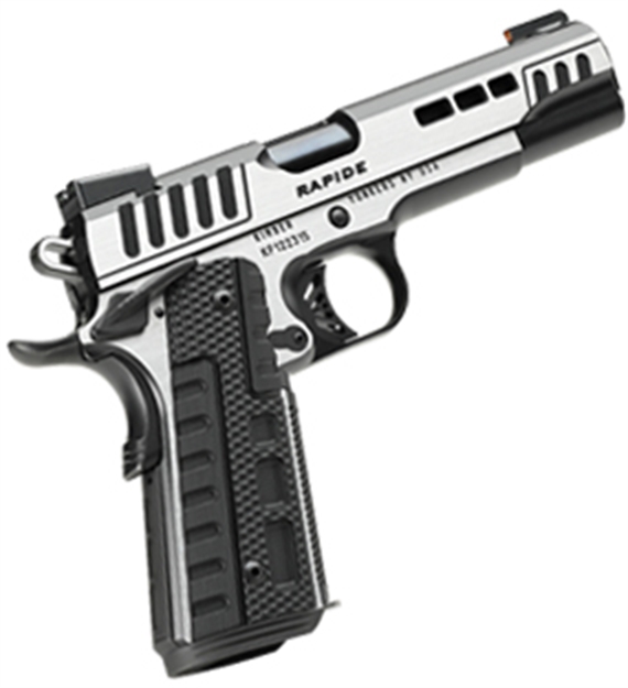Picture of  Kimber Mfg.,Inc 3000421  Rapide Scorpius 9Mm 9+1 5" Black Kimpro II W/ Brush Polished Flats Stainless Steel Slide G10 Grip 669278304212