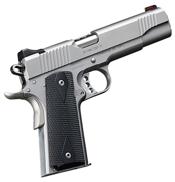 Picture of  Kimber Mfg.,Inc 3200007Cab Stainless II (Ca)  45 Acp 7+1 5" Front Serrations Stainless Steel Slide Satin Silver Black Synthetic Double Diamond Checkering Grip