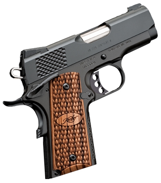 Picture of Kimber Mfg, Inc 3200150Ca Raptor II Ultra *Ca Compliant 45 Acp 7+1 3" Stainless Match Grade Barrel, Matte Black Serrated Steel Slide, Matte Black Aluminum Frame W/Beavertail, Zebrawood Grip KIM3200150