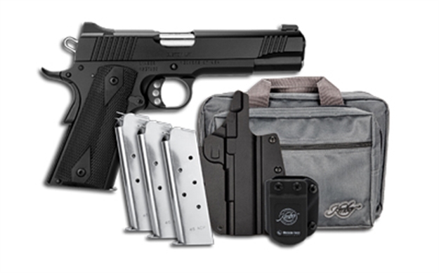 Picture of  Kimber Mfg.,Inc 3700812 Custom LW Club Bundle 45Acp 7+1 5" Front Serrations Stainless Slide Kimpro Black F/S Rubber Grip