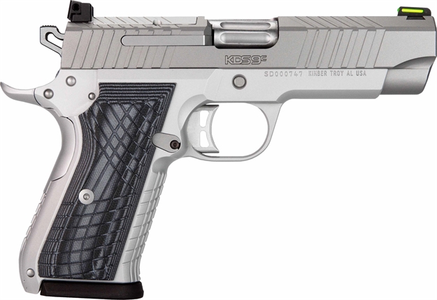 Picture of  Kimber Mfg.,Inc 3100013 Kds9c  9Mm 10+1 4.09" Kimpro Silver  Front And Rear Serrations Stainless Steel Slide Gray And Black G10 Crosshatch Grip