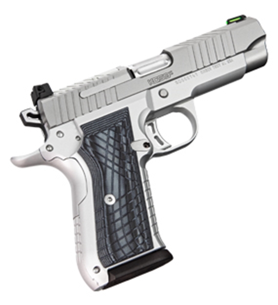 Picture of  Kimber Mfg.,Inc 3100012 Kds9c  9Mm 15+1 4.09" Kimpro Silver  Front And Rear Serrations Stainless Steel Slide Gray And Black G10 Crosshatch Grip 669278310121