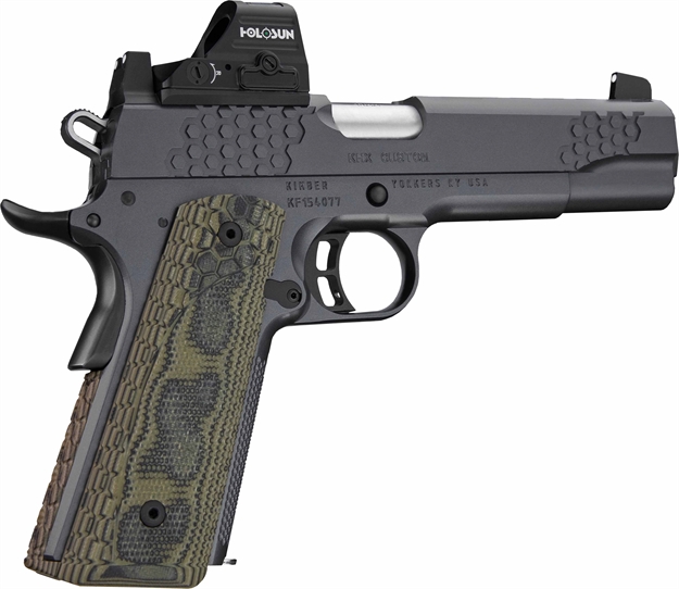 Picture of  Kimber Mfg.,Inc 3000434 Khx Custom (Oi) 9Mm 9+1 5" Front Serrations Stainless Steel Slide Gray Kimpro II G-10 Grip 669278304342