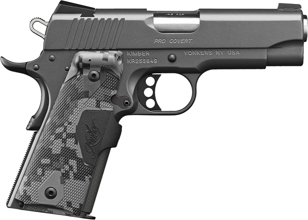 Picture of Kimber Mfg.,Inc 3000244 Pro Covert 45 Acp 7+1 4" Stainless Steel Slide Charcoal Gray Kimpro II Crimson Trace Urban Camouflage Grip KIM3000244