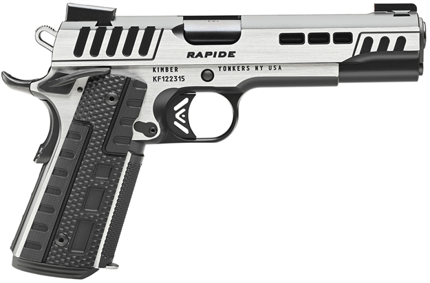 Picture of  Kimber Mfg.,Inc 3000421  Rapide Scorpius 9Mm 9+1 5" Black Kimpro II W/ Brush Polished Flats Stainless Steel Slide G10 Grip